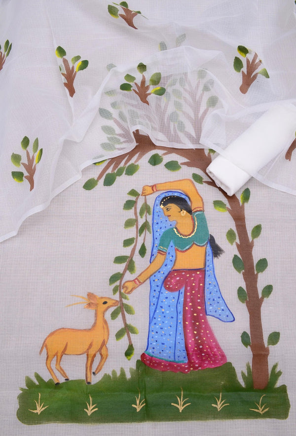 Kota Hand Painted 3 pc Salwar Suit - Leheriya