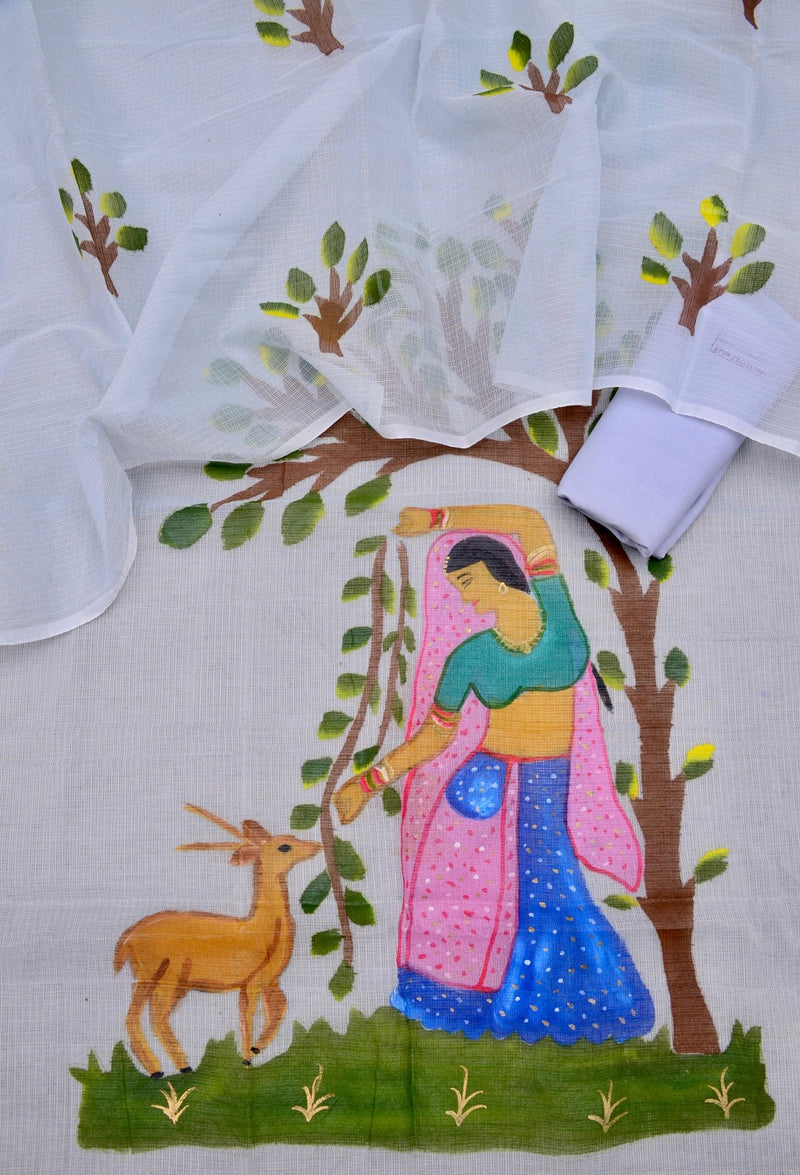 Kota Hand Painted 3 pc Salwar Suit - Leheriya