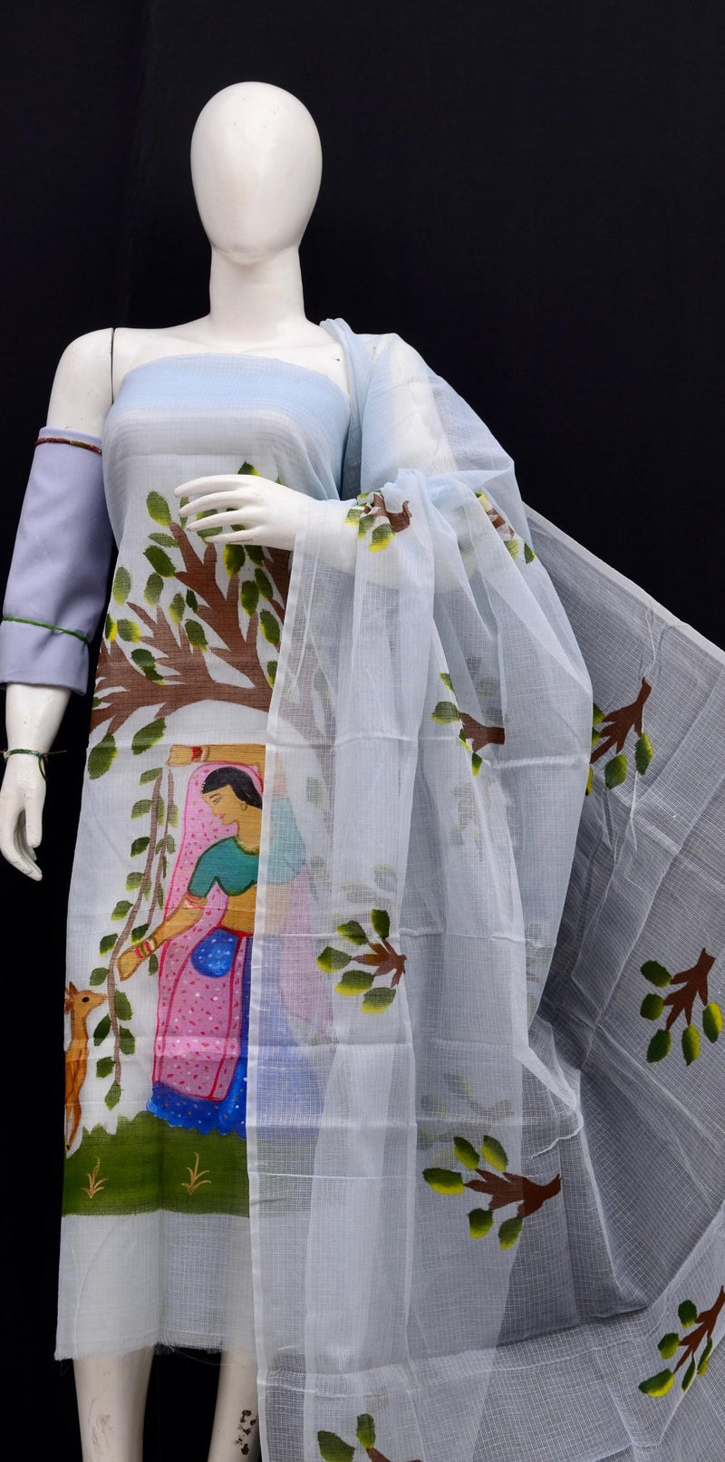 Kota Hand Painted 3 pc Salwar Suit - Leheriya