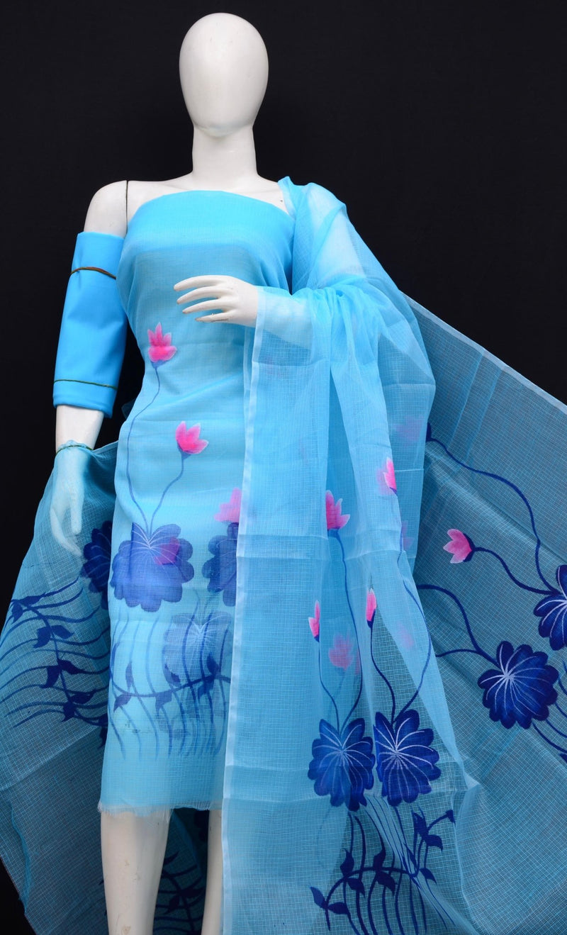 Kota Hand Painted 3 pc Salwar Suit - Leheriya