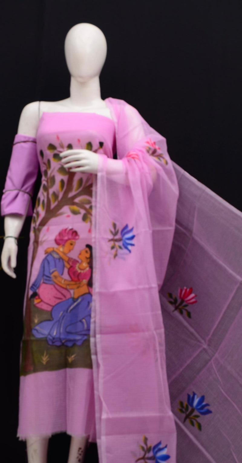 Kota Hand Painted 3 pc Salwar Suit - Leheriya
