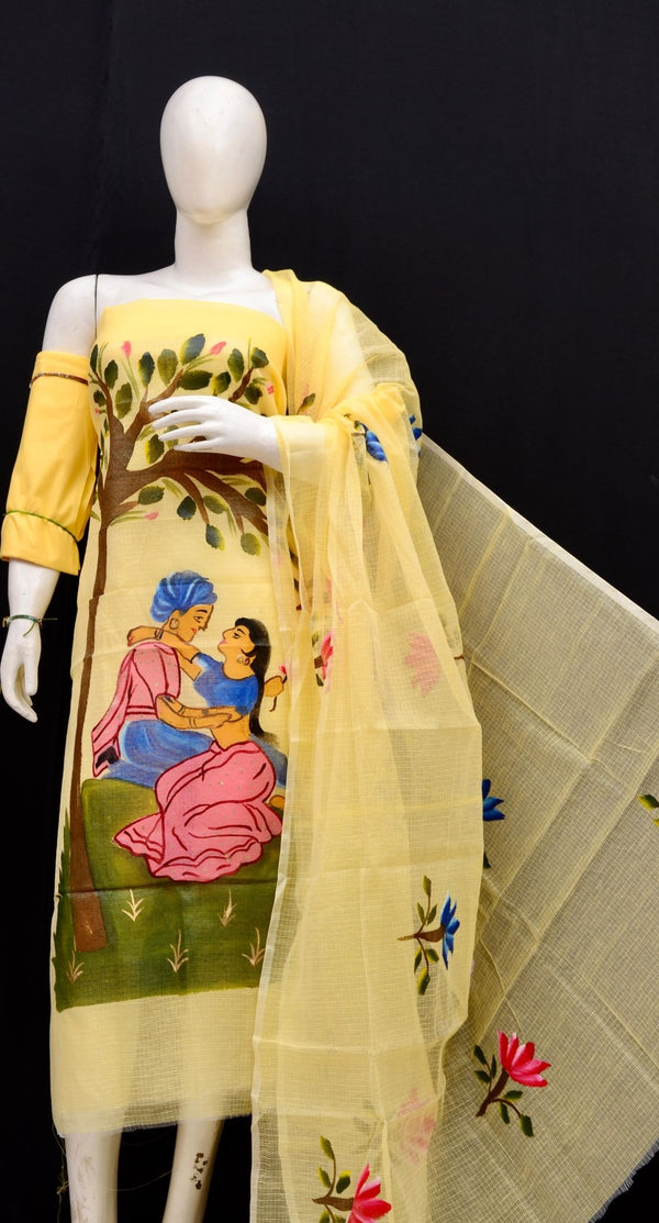 Kota Hand Painted 3 pc Salwar Suit - Leheriya