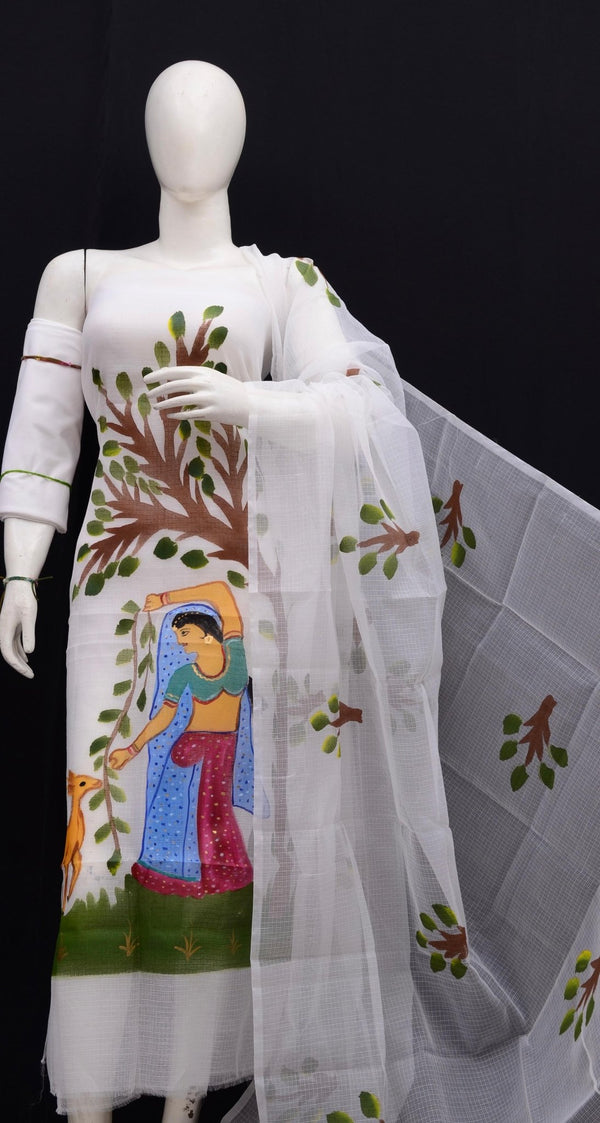 Kota Hand Painted 3 pc Salwar Suit - Leheriya