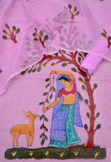 Kota Hand Painted 3 pc Salwar Suit - Leheriya