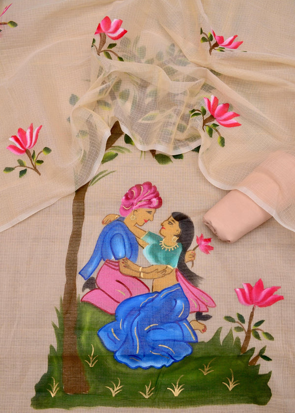 Kota Hand Painted 3 pc Salwar Suit - Leheriya
