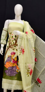 Kota Hand Painted 3 pc Salwar Suit - Leheriya