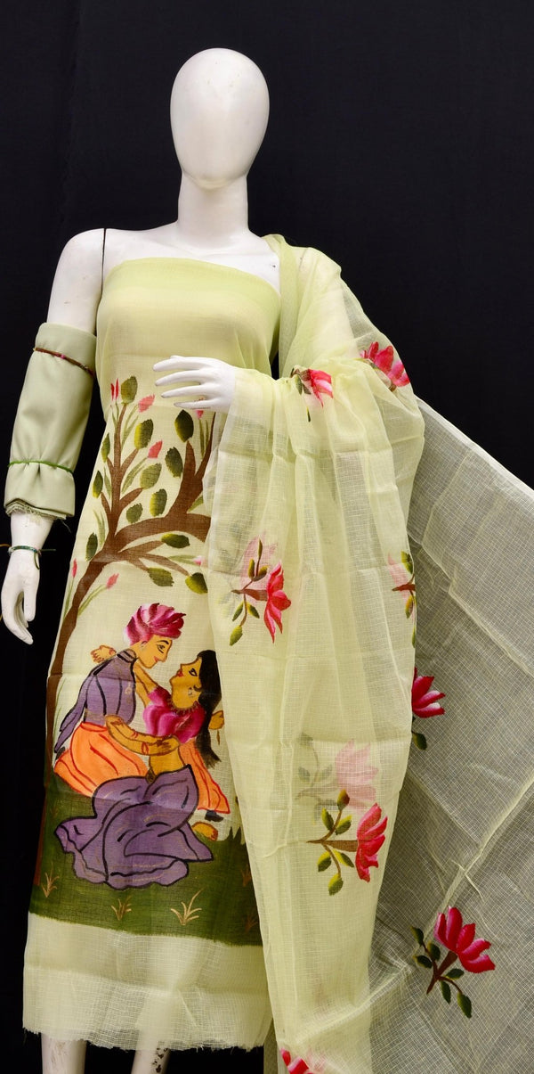 Kota Hand Painted 3 pc Salwar Suit - Leheriya
