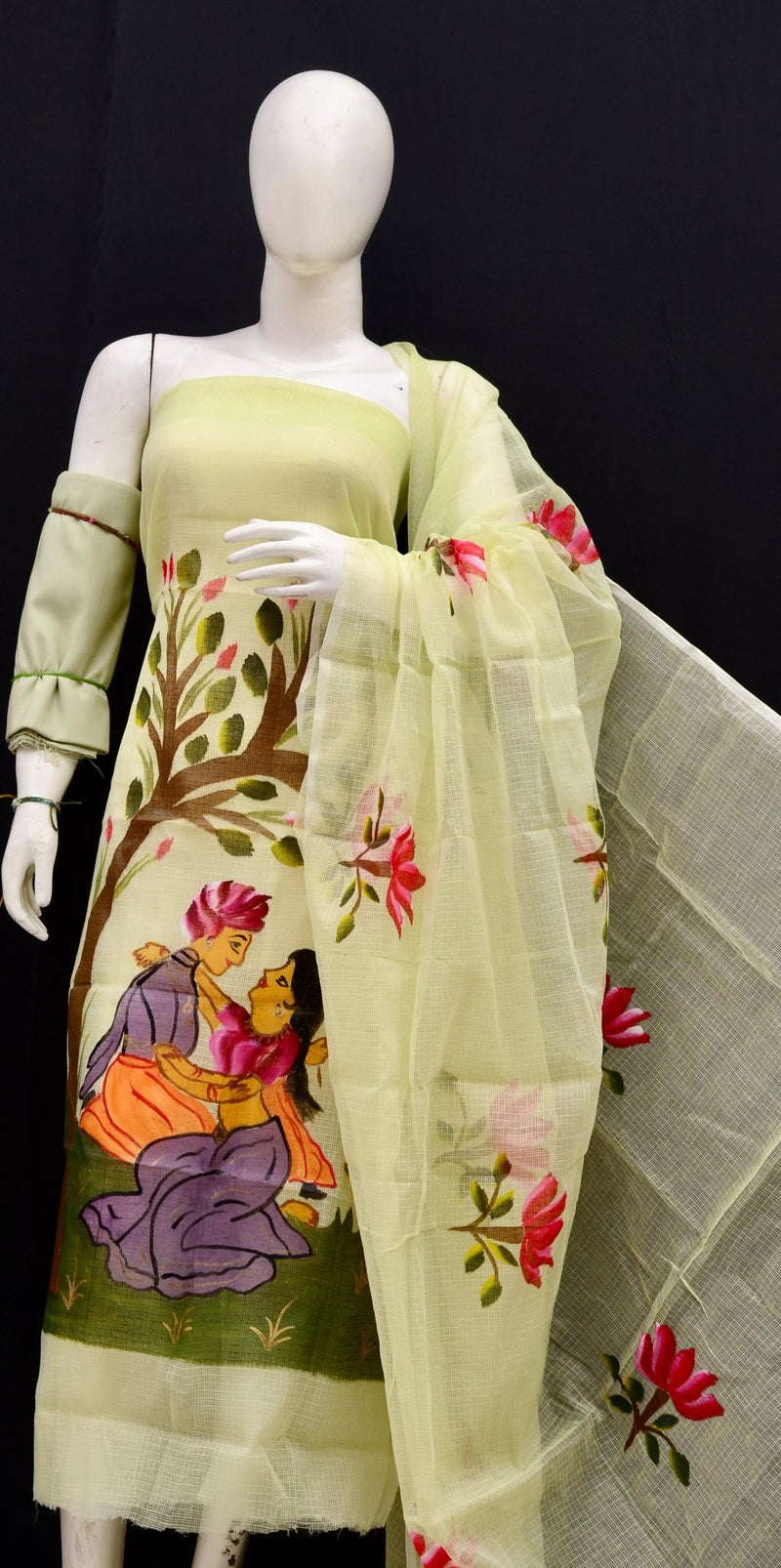 Kota Hand Painted 3 pc Salwar Suit - Leheriya