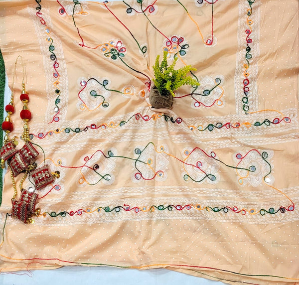 Kutch Handwork Pure Cotton Dupatta/Stole - Leheriya