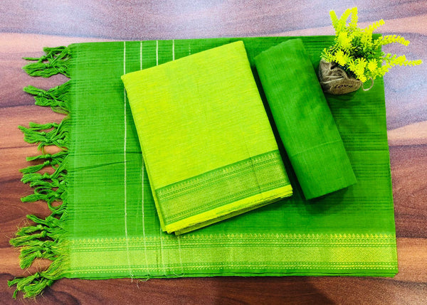 South Cotton Mangalgiri 3pc Salwar Suit  | Color Green |