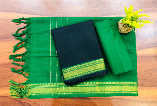 South Cotton Mangalgiri 3pc Salwar Suit  | Color Black |