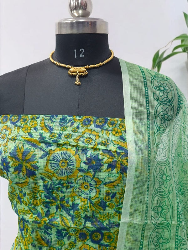 Leheriya Exclusive Kota Doria Block Printed 3 pc Salwar Suit - Leheriya