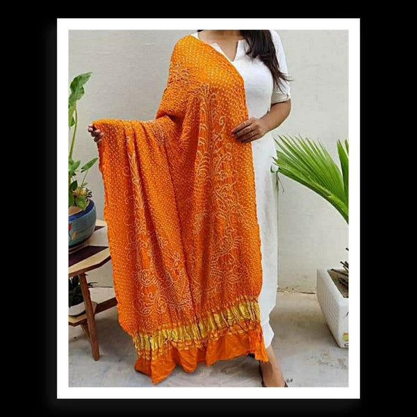 Leheriya Exclusive Pure Gaji Silk Peacock Bandhani Dupatta - Leheriya