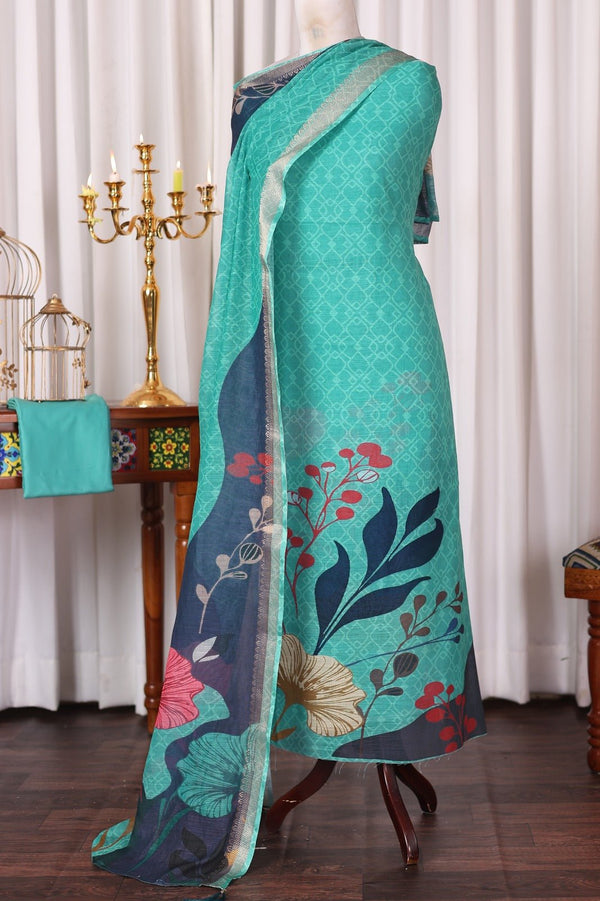Linen Cotton Digital Print 3 pc Unstitched Salwar Suit - Leheriya