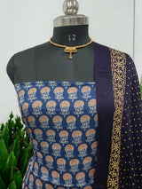 Luxurious Gaji Silk Natural Ajrakh 2 pc Salwar Suit - Leheriya