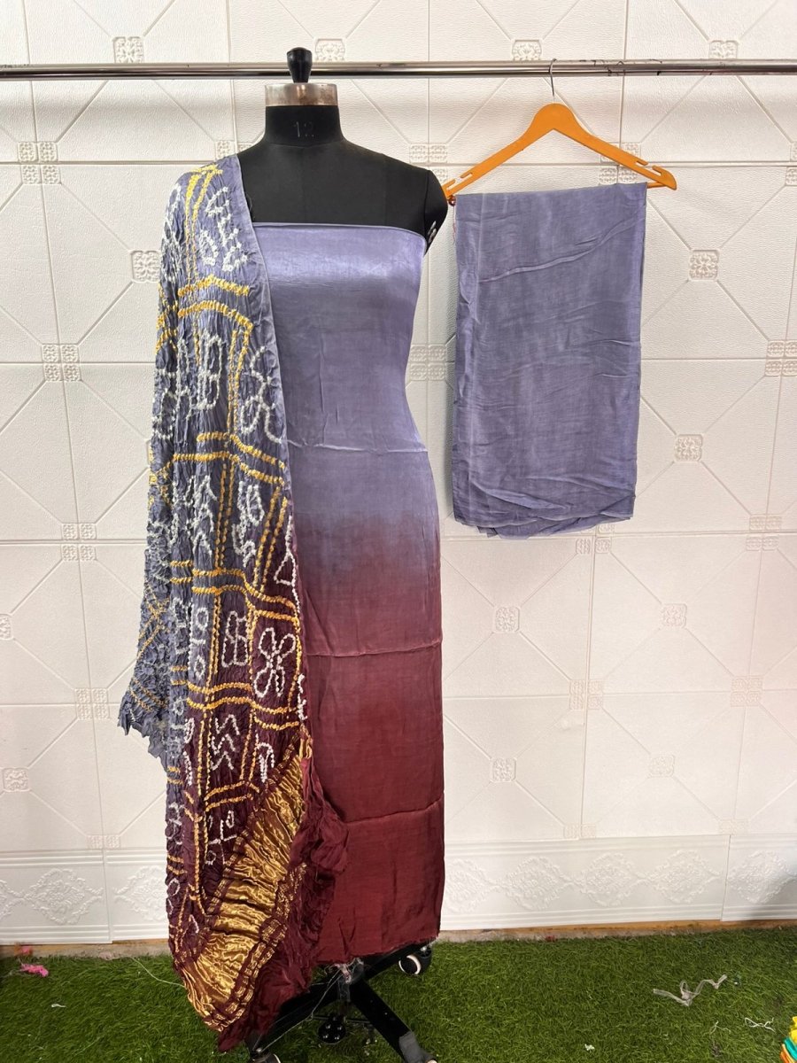 Luxurious Pure Modal Silk Natural Ajrakh 3 pc Salwar Suit with ...