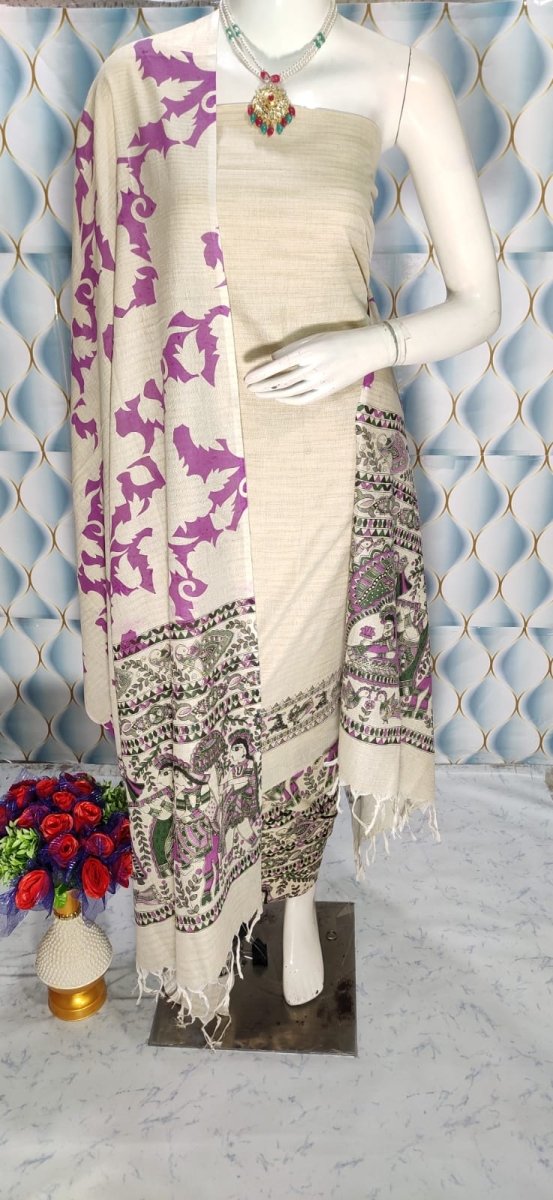 Madhubani Print 3pc Salwar Suit - Leheriya