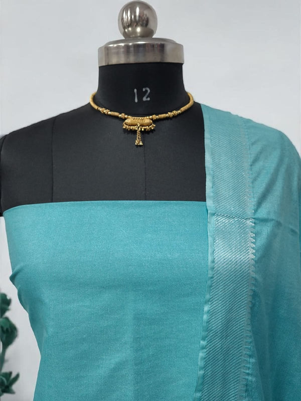 Mangalgiri Zari Border 3pc Cotton Silk Salwar Suit - Leheriya