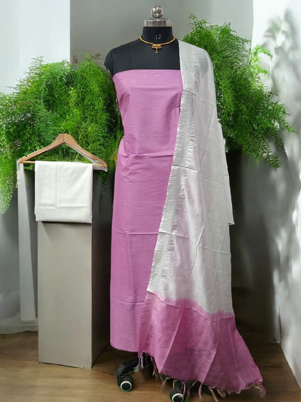Mangalgiri Zari Border 3pc Cotton Silk Salwar Suit - Leheriya