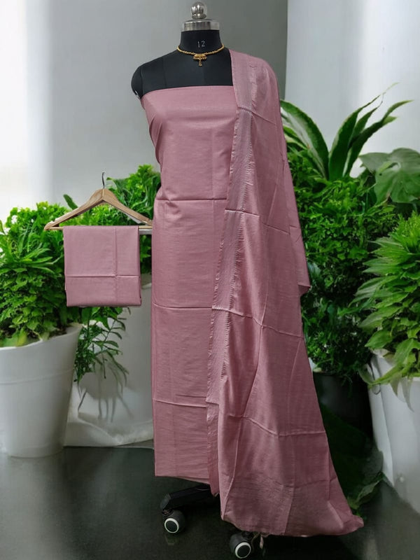 Mangalgiri Zari Border 3pc Cotton Silk Salwar Suit - Leheriya