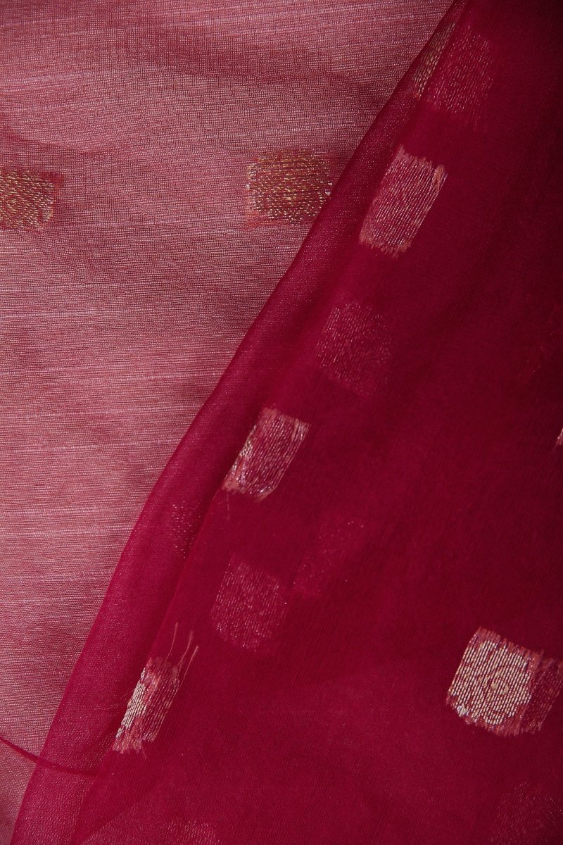 Maroon Color Kora Silk Dupatta with Golden Zari Work - Leheriya