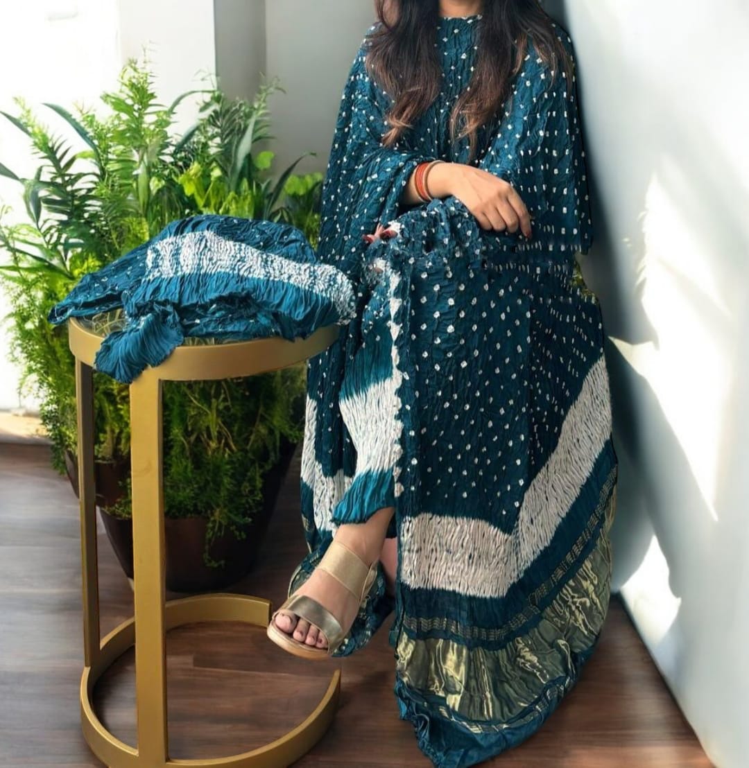 Luxurious Pure Modal Silk Natural Ajrakh 3 pc Salwar Suit with ...