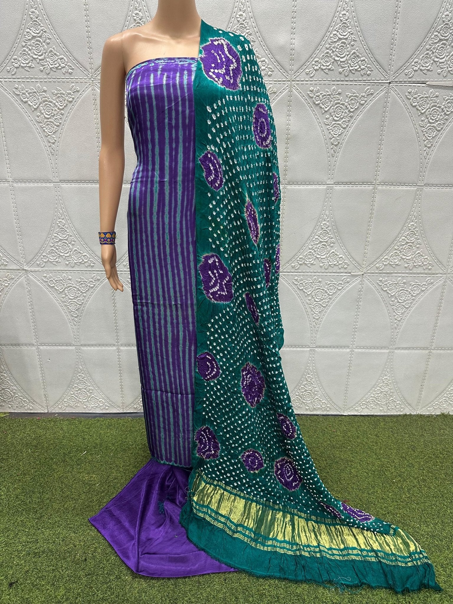 Luxurious Pure Modal Silk Natural Ajrakh 3 pc Salwar Suit with ...