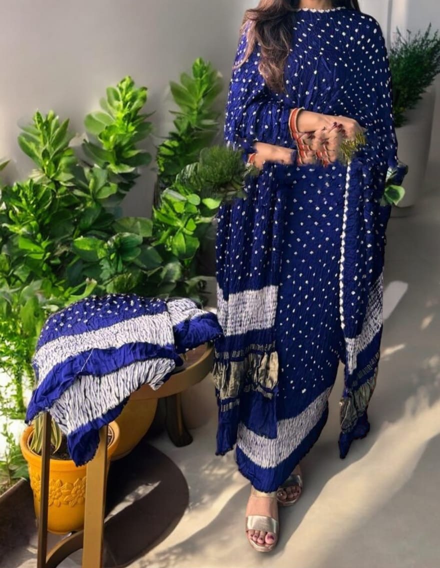 Luxurious Pure Modal Silk Natural Ajrakh 3 pc Salwar Suit with ...