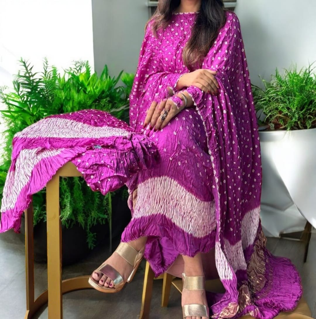 Luxurious Pure Modal Silk Natural Ajrakh 3 pc Salwar Suit with ...