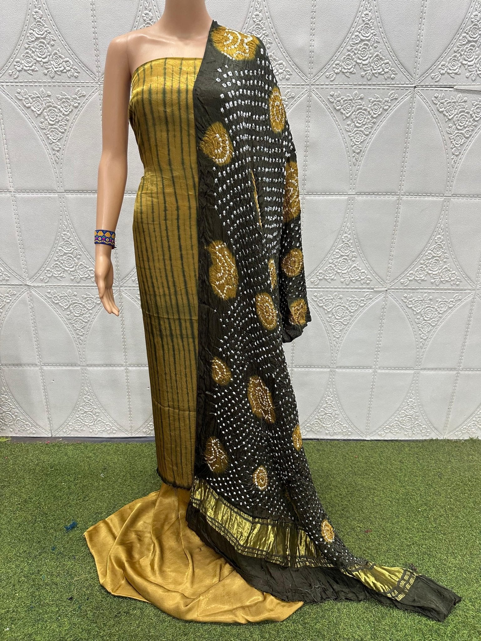 Luxurious Pure Modal Silk Natural Ajrakh 3 pc Salwar Suit with ...
