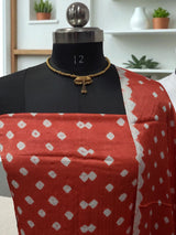 Modal Silk 3 pc Unstitched Salwar Suit - Bandhani Shibori Fusion - Leheriya