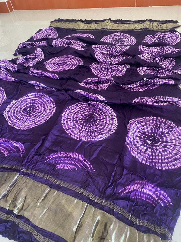 Modal Silk Colorful Shibori Dupatta with Lagdi Patta - Leheriya