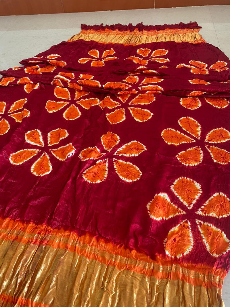 Modal Silk Colorful Shibori Dupatta with Lagdi Patta - Leheriya