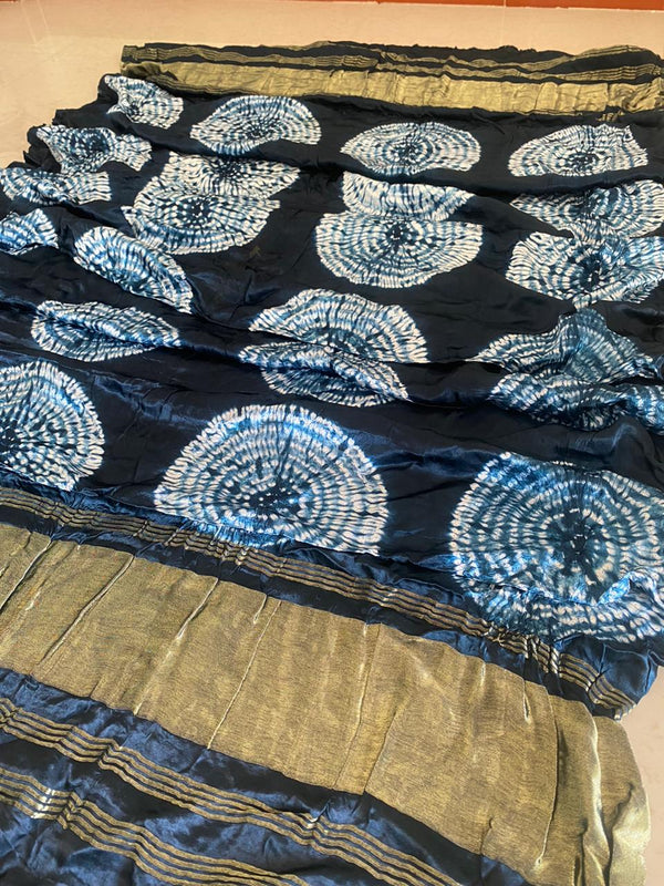 Modal Silk Colorful Shibori Dupatta with Lagdi Patta - Leheriya