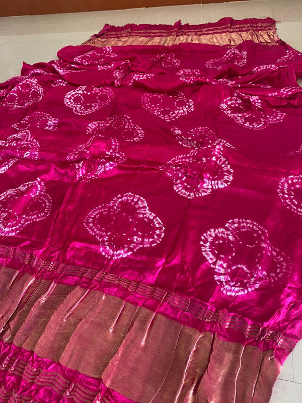 Modal Silk Colorful Shibori Dupatta with Lagdi Patta - Leheriya