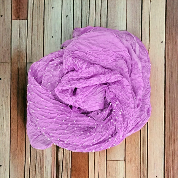 Modal Silk Designer Pastel Color Bandhani Dupatta | Lavender-Pink | - Leheriya