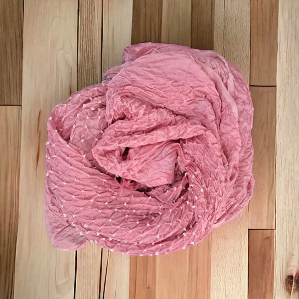 Modal Silk Designer Pastel Color Bandhani Dupatta | Ruddy Pink | - Leheriya