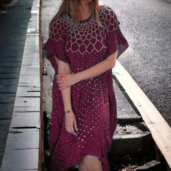 Modal Silk Kaftan | Wine | - Leheriya