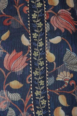 Navy Blue Suit with sequence work over top and Mehendi Green Dupatta - Leheriya