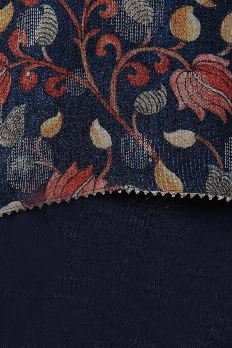 Navy Blue Suit with sequence work over top and Mehendi Green Dupatta - Leheriya