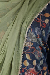 Navy Blue Suit with sequence work over top and Mehendi Green Dupatta - Leheriya
