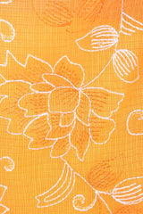 Orange Kota Doria Suit with Beautiful White Embroidery and Dupatta with Scalloped Border - Leheriya