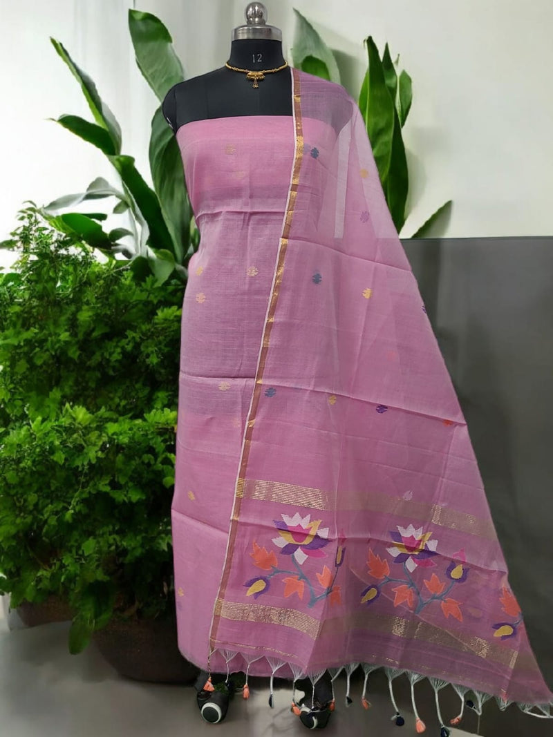 Original Woven Jaal Muslin Jamdani 2 pc Salwar Suit Set | Lotus | - Leheriya