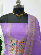 Paithani Weave 3 pc Silk Salwar Suit - Leheriya