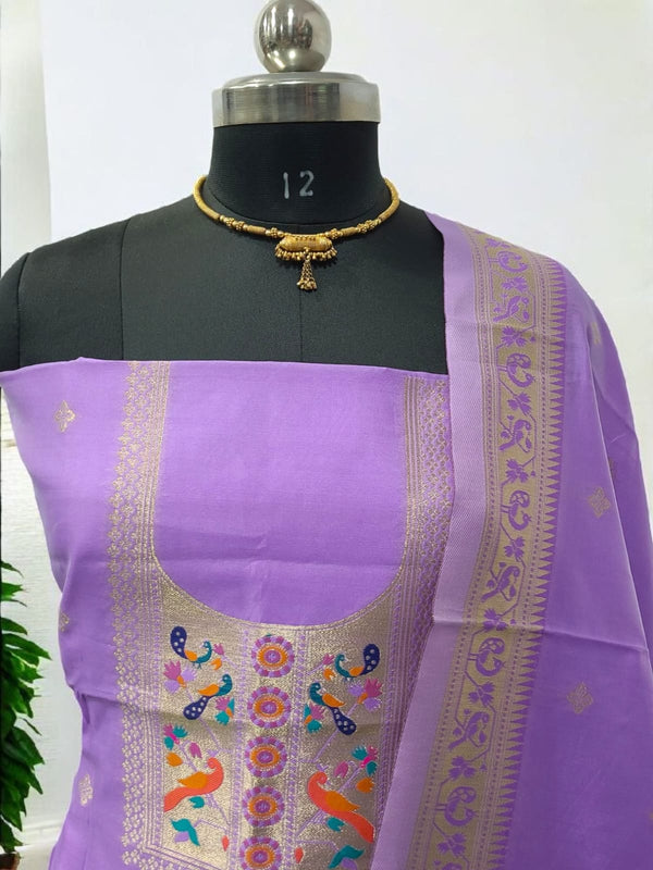 Paithani Weave 3 pc Silk Salwar Suit - Leheriya