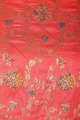 Partywear Orange Dola Silk Salwar Kameez with All Over Woven Meena Pattern - Leheriya