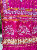 Pink Leheriya Exclusive Pure Gaji Silk Heavy Gota Patti Work Bandhani Dupatta - Leheriya