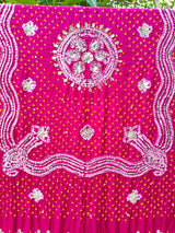 Pink Leheriya Exclusive Pure Gaji Silk Heavy Gota Patti Work Bandhani Dupatta - Leheriya