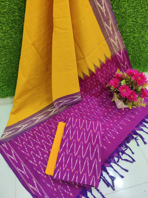 Pochampally Pure Cotton Ikat 3 pc Salwar Suit - Leheriya