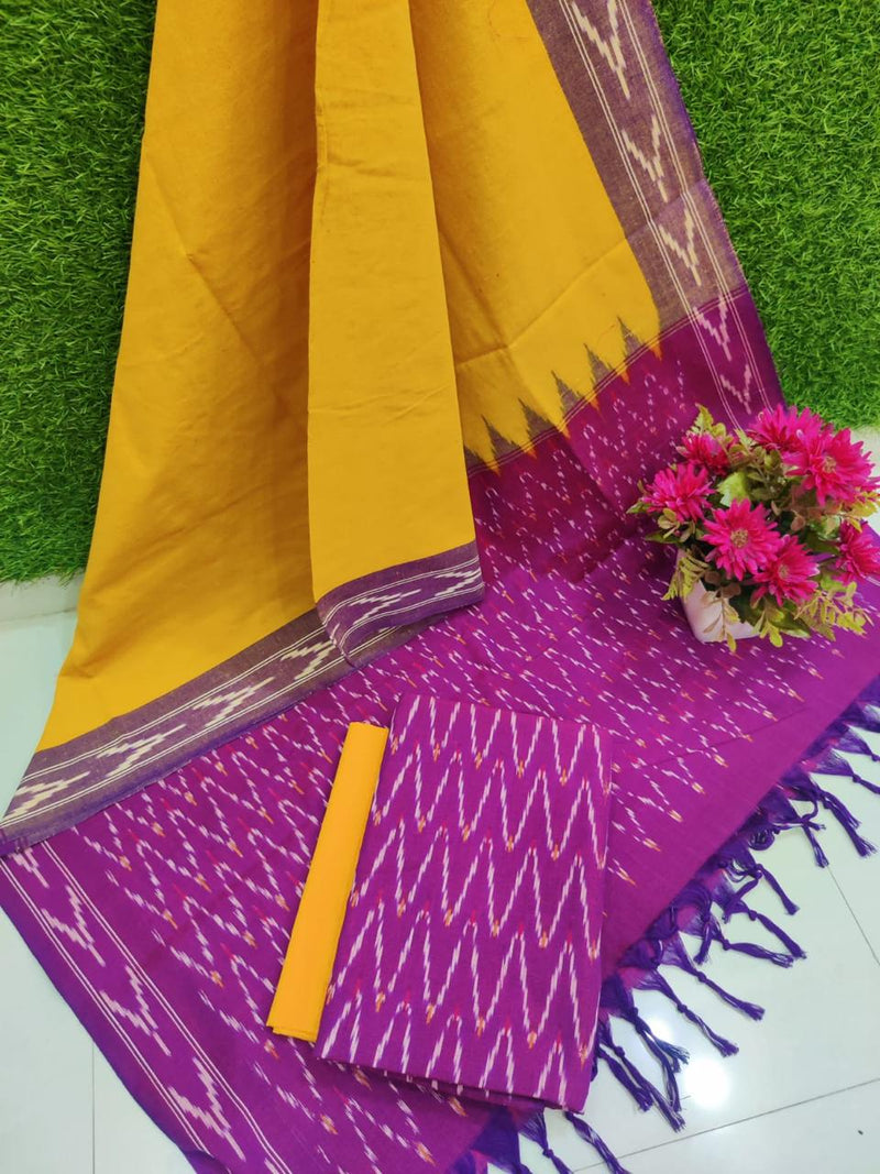 Pochampally Pure Cotton Ikat 3 pc Salwar Suit - Leheriya